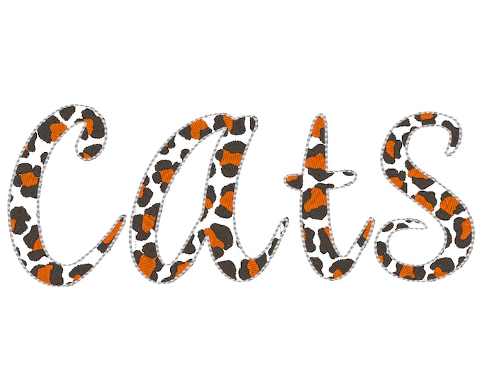 Leopard panther cat print patterned monogram  Font machine embroidery applique designs, alphabet, letters sizes from  2, 3, 4, 5 in BX