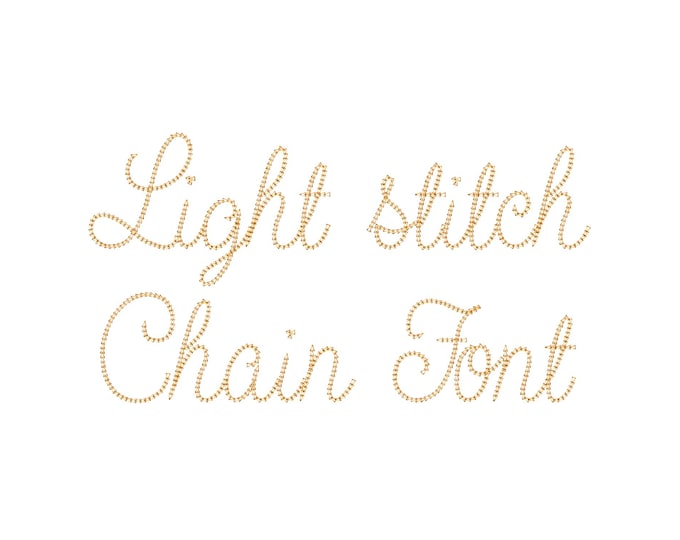 Light stitch Chain FONT cursive script Font alphabet machine embroidery designs many sizes 1 to 4.6 inch letters numbers and punctuation, BX