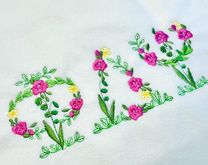 Small Fraternities & sororities Floral Greek font whole entire alphabet liberty fashioned flowers machine embroidery designs mini sizes