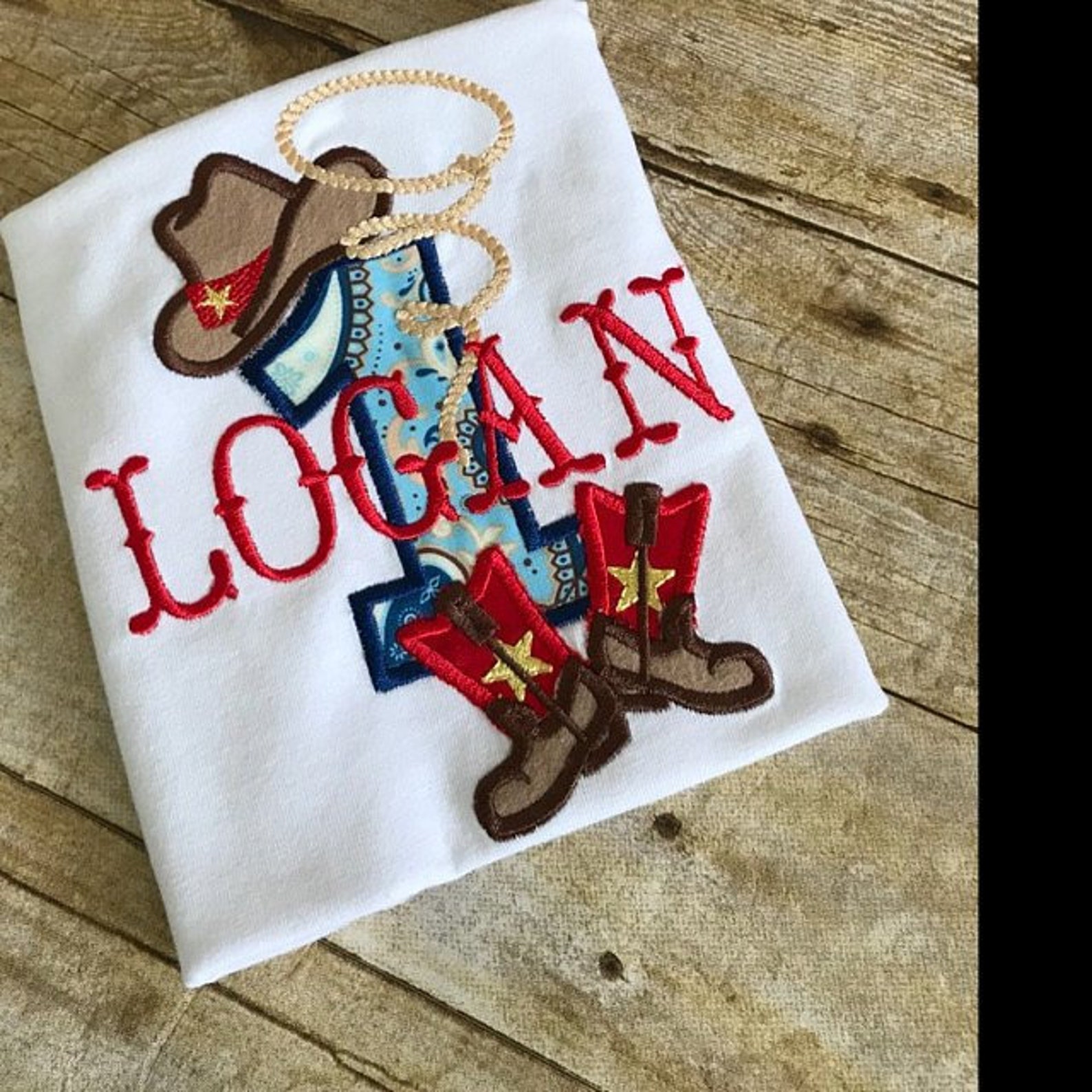 Cowboy Baby Boy Name and Font Included Machine Embroidery Etsy