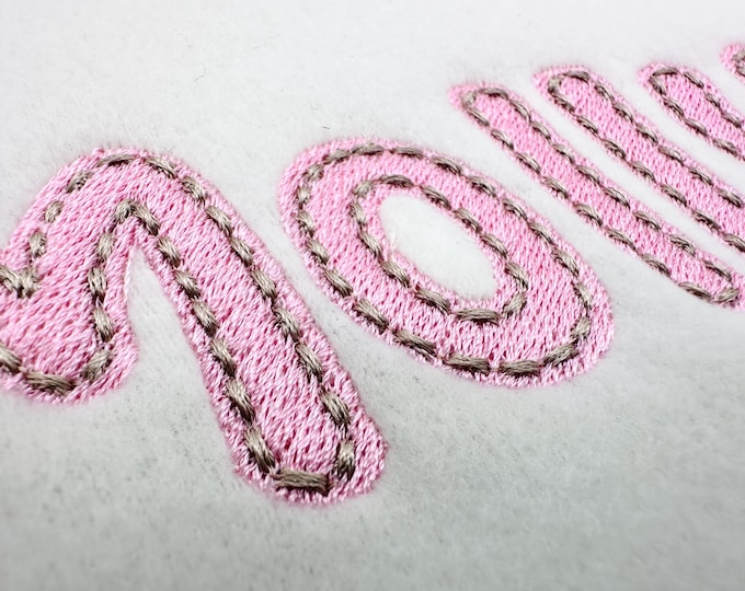Fill Stitch FONT with hand-stitch look on top machine embroidery designs rounded letters Alphabet Monogram sizes 1.5 up to 3.5 inch, BX