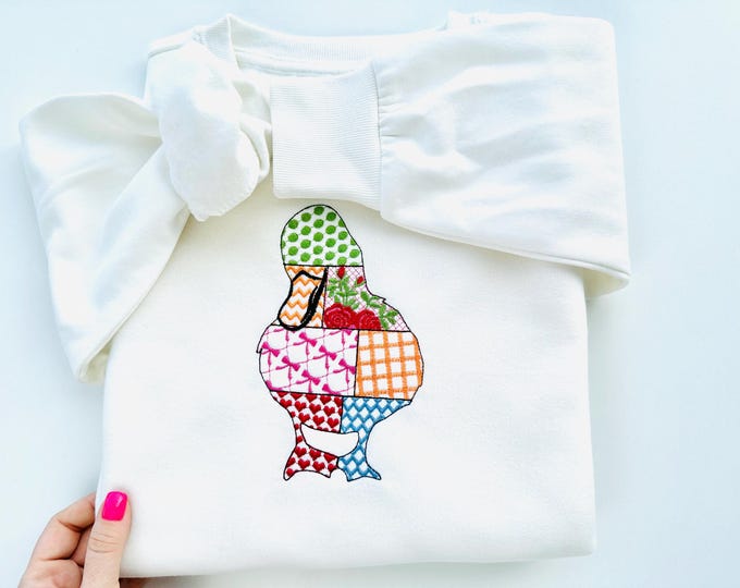 Patchwork Duck Bird patterned farm bird Duck outline machine embroidery designs many sizes 4 up to 9 inch farm cushion pillow case design