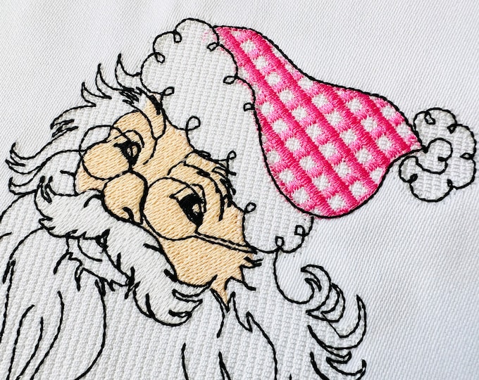 Santa Claus quick light stitch machine embroidery design Christmas Santa portrait design trendy new embroidery file 4, 5, 6, and 7 inches