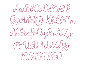Hand stitch effect Bean stitch FONT machine embroidery designs in assorted sizes handwritten alphabet letters kids name monogram +BX