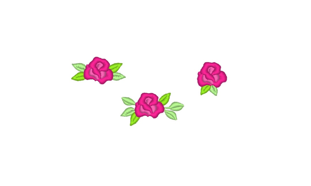 Tiny Roses Design Accent Mini Roses SET of 3 Types, Floral Various Roses Machine ...