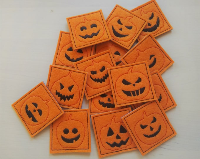 Memory game Halloween Pumpkins In The Hoop machine embroidery designs ITH project INSTANT DOWNLOAD for hoop 4x4, 5x7, 6x10 spooky face scare