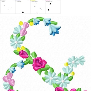 UPDATED! Meadow Bluebell Rose Floral Font Flower alphabet uppercase and lowercase letters initial monogram machine embroidery designs, BX image 11