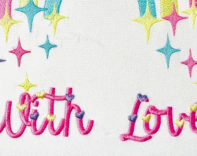 Hearts satin Thin Line FONT machine embroidery designs assorted mini sizes, handwritten alphabet letters, kids name, BX included