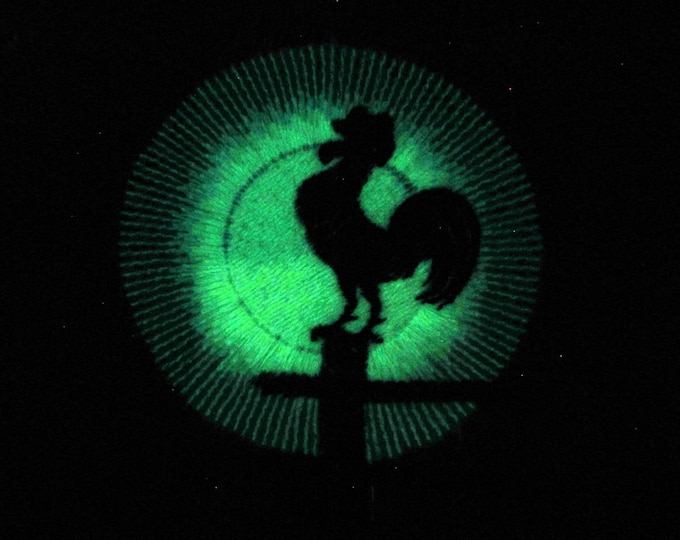 Rooster - Glow in the dark special thread machine embroidery design, hoop sizes 4x4 and 5x7 - INSTANT DOWNLOAD
