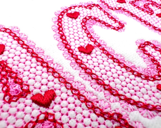 Lace Edge Valentine FONT lace patterned Alphabet Monogram Heart patterned letters machine embroidery designs sizes 2.9 up to 5.4 inch, BX