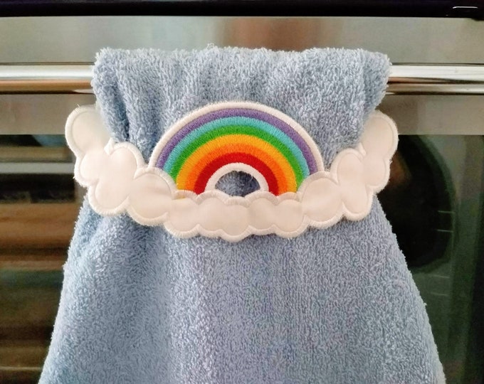 Rainbow Towel topper machine embroidery design ITH project in-the-hoop design for hoop 5x7 hanging hole embroidery design INSTANT DOWNLOAD