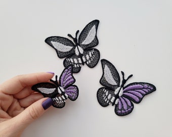 Skull  Butterfly 3D dimensional FSL Freestanding lace SET of 2 machine embroidery designs in the hoop ITH embroidery hoop 4x4 assorted sizes