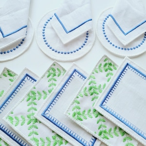 Classic celebration cocktail Napkins 4 different types in assorted sizes coaster doily ITH in the hoop simply machine embroidery designs
