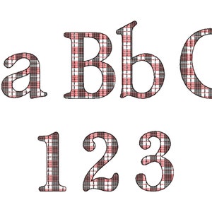 Pode incluir: Fonte em xadrez vermelho e preto com letras mai&uacute;sculas A, B e C e n&uacute;meros 1, 2 e 3.