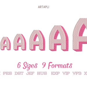 Shadow font machine embroidery design sizes 1, 1.2, 1.5, 2, 2.4 and 3 inches shadowed monogram colorful embroidery font sport block Font