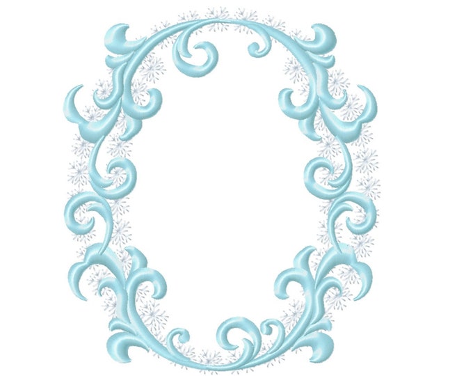 Frozen snow Christmas Individual letter O garden flag monogram snowflakes Font machine embroidery design 3, 4, 5, 6, 7, 8 in