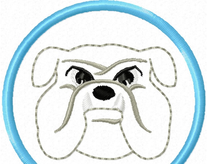 Bulldog Head in a circle 2 inch desig nmascot - machine embroidery design custom