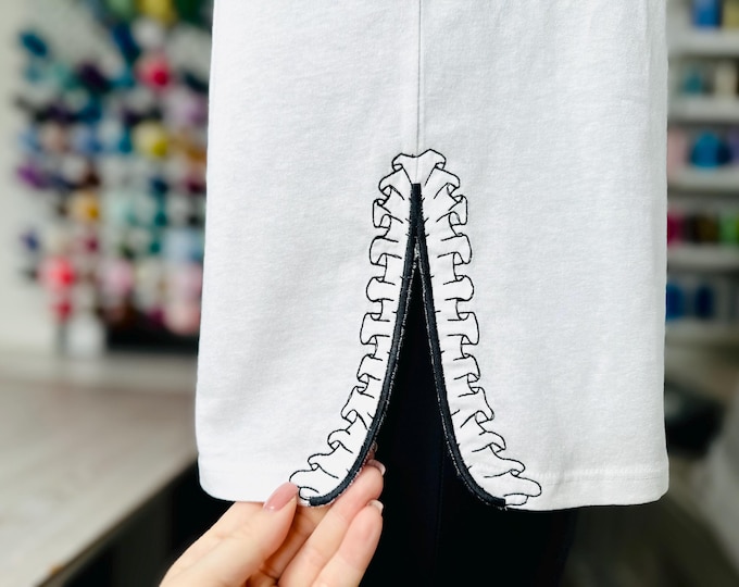 Adorable Ruffle split side seam cutout girly side bow machine embroidery designs kids girls t-shirt sweatshirt embroidery multiple sizes