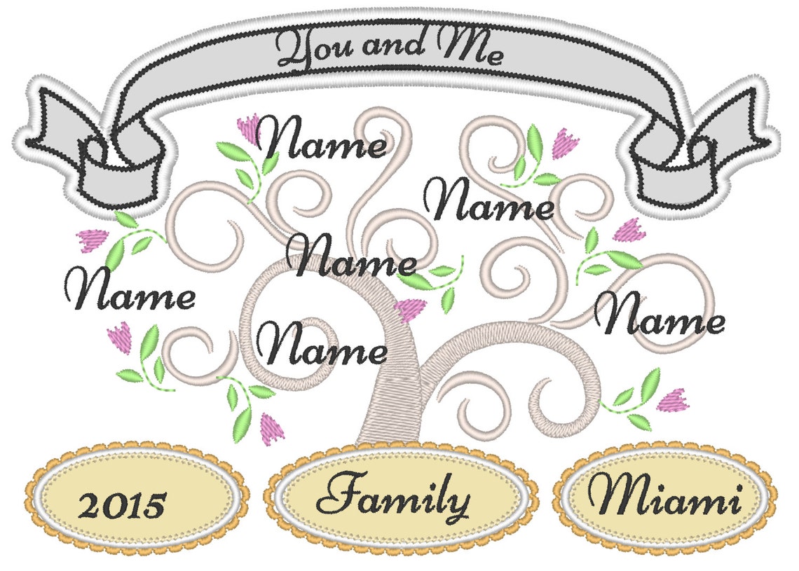 Fancy and Romantic Tree of Life Family Tree Machine Embroidery Designs ...