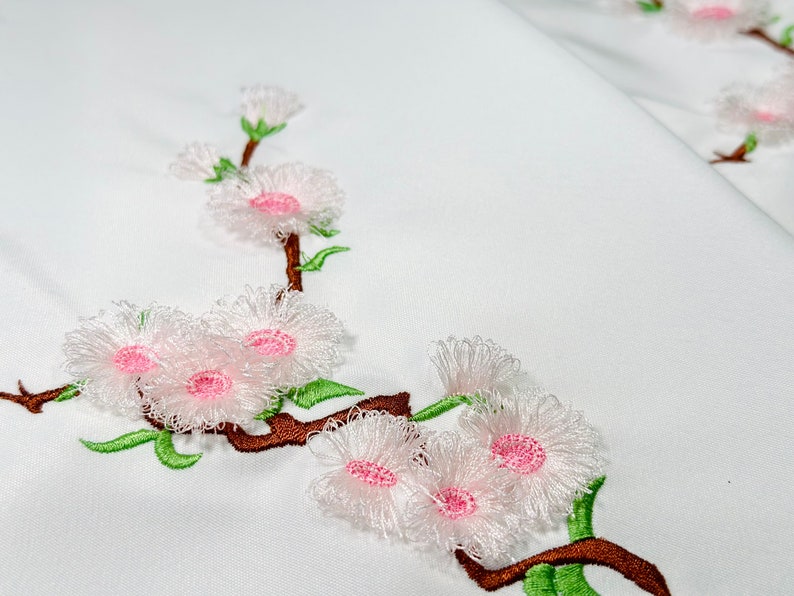 Cherry blossom fringed Sakura flower floral branch machine embroidery designs for hoop 4x4 and 5x7 fluffy fringe in the hoop ITH project image 2