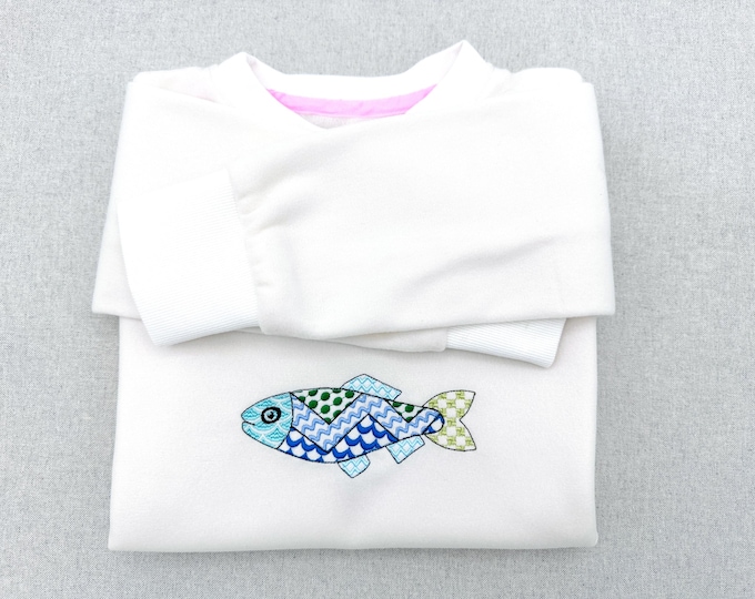Patchwork Fish cute patterned Fish outline kids baby boys nautical Fisher Fisherman machine embroidery designs sizes 4 up to 9 inch