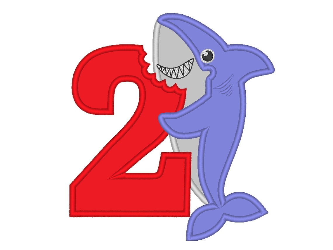 Baby Shark Birthday Number 2 TWO Bitten Number Kids Boy - Etsy