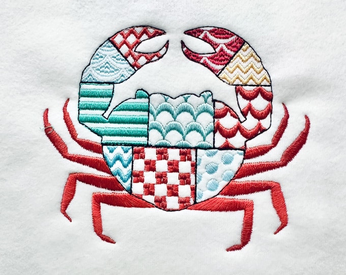 Patchwork Crab patterned animal with pincers Crab boy outline machine embroidery designs sizes 4 up to 7 inch kids boys t-shirt design