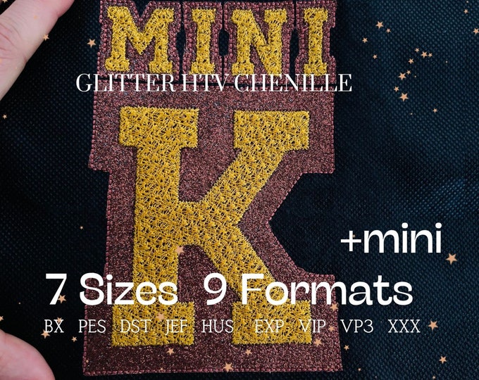 Glitter vinyl narrow FONT Double two layer Varsity Athletic Sport  School Team Players machine embroidery designs chenille glitter font HTV