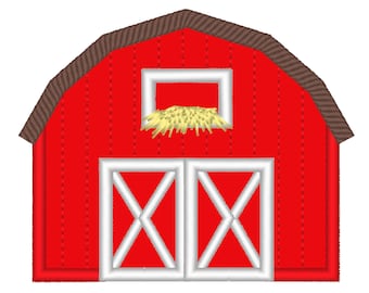 Simple small Barn applique, farm barn building, farm theme machine embroidery applique designs 3, 4, 5, 6in, Barn applique store hay gain