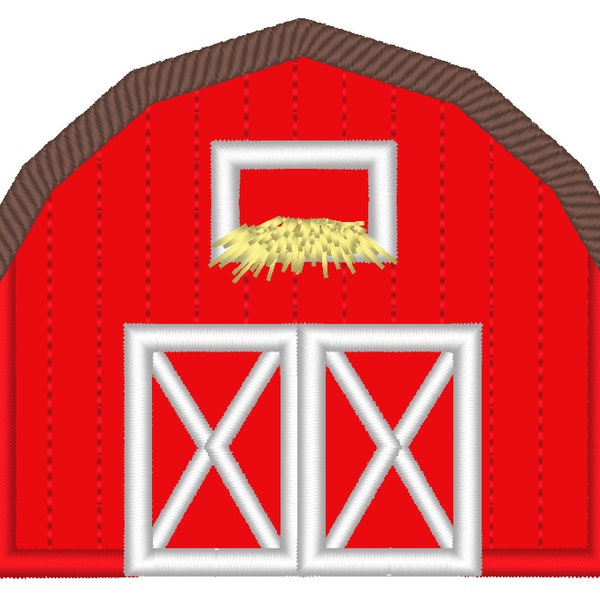 Simple small Barn applique, farm barn building, farm theme machine embroidery applique designs 3, 4, 5, 6in, Barn applique store hay gain