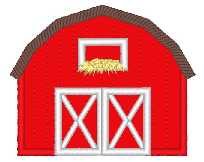 Simple small Barn applique, farm barn building, farm theme machine embroidery applique designs 3, 4, 5, 6in, Barn applique store hay gain