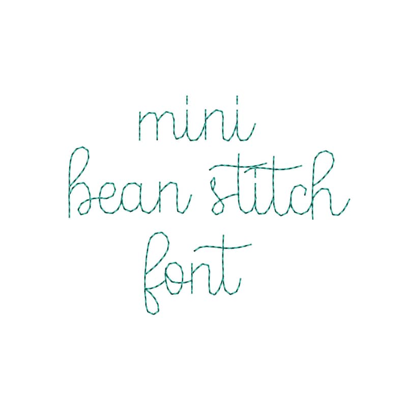 Handwritten Script FONT Buddy Bean Stitch Mini Sizes Alphabet Monogram ...