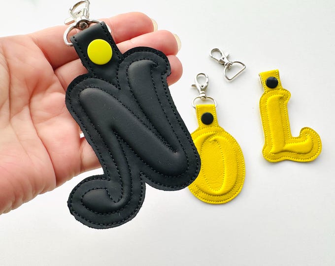 Puffy foam Key Fob snap tab Monogram A-Z alphabet letters simply in the hoop ITH keychain machine embroidery designs personalized gift idea