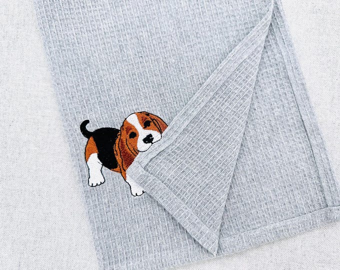 Cute playing Basset Hound Puppy Dog Mama kitchen dish towel pet animal kids machine embroidery designs ITH project simply in the hoop