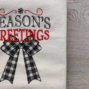 Merry Christmas gingham old fashioned classic Happy Holidays, Joy Kitchen dish towel quotes 6pcs machine embroidery designs 4x4, 5x7 image 8