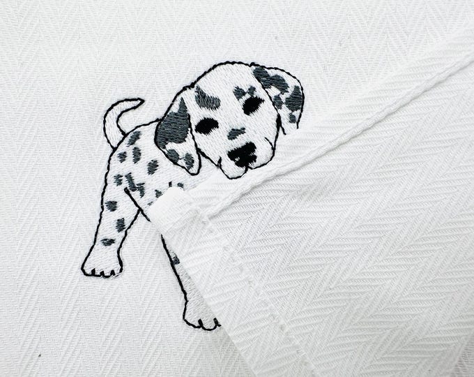 Lovely playing Little Dalmatian Puppy Dog Mama kitchen dish towel pet animal kids machine embroidery designs ITH project simply in the hoop