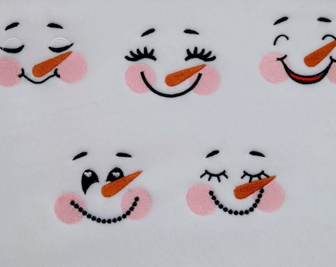 Cute Snowman faces big SET assorted sizes machine embroidery designs for hoop 4x4 and 5x7 kids soft toy doll making designs INSTANT DOWNLOAD