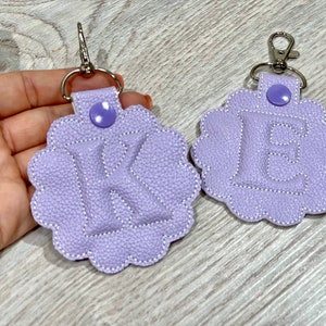 Puffy puff relief 3D Key Fob snap tab Monogram A-Z in the hoop ITH personalized bag tag keychain machine embroidery designs for hoop 4x4