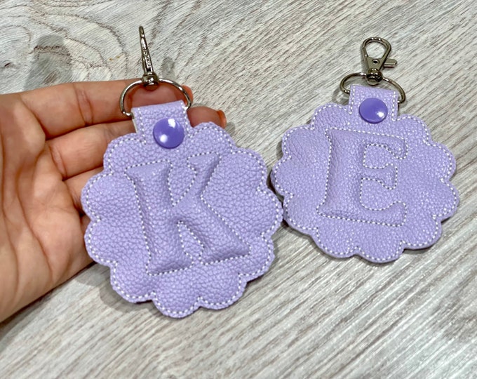 Puffy puff relief 3D Key Fob snap tab Monogram A-Z in the hoop ITH personalized bag tag keychain machine embroidery designs for hoop 4x4