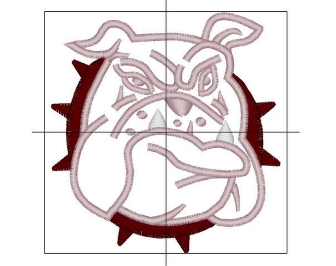 Bulldog Dog with Spiked Collar Applique and fill stitch machine embroidery designs multiple sizes for hoop 4x4 and 5x7