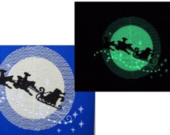 Magic Santa / Glow in the dark special designed machine embroidery / sizes 4x4 and 5x7 / file