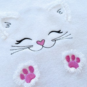 Fringe fluffy paws Kitten cat fringed fur machine embroidery designs kitty baby kids Fringe chenille little cat small sizes 4, 5, 6 inches