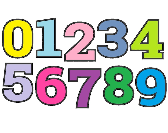 Wide satin stitch Numbers, machine embroidery applique designs - 2, 3, 4, 5, 6, and 8 inches INSTANT DOWNLOAD children baby birthday numbers