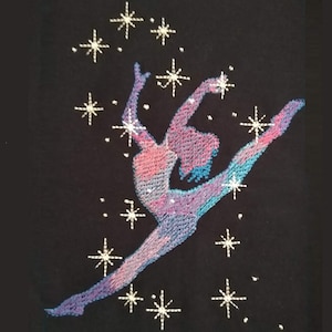 Gymnast Dancer funkelnde Silhouette Stickerei Stern Mädchen leichter Füllstich Stickmaschine Stickmuster 10x10, 5x7, 6x10 INSTANT DOWNLOAD