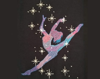 Gymnast Dancer sparkling silhouette embroidery star girl light fill stitch machine embroidery design hoop 4x4, 5x7, 6x10 INSTANT DOWNLOAD