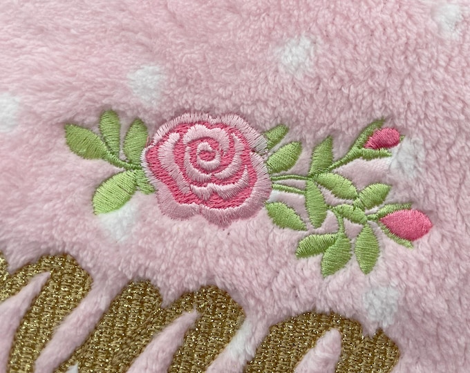 Accent mini Rose flower branch light stitch machine embroidery designs kids baby girls outfit embellishment mini sizes 2.5 up to 4 inch