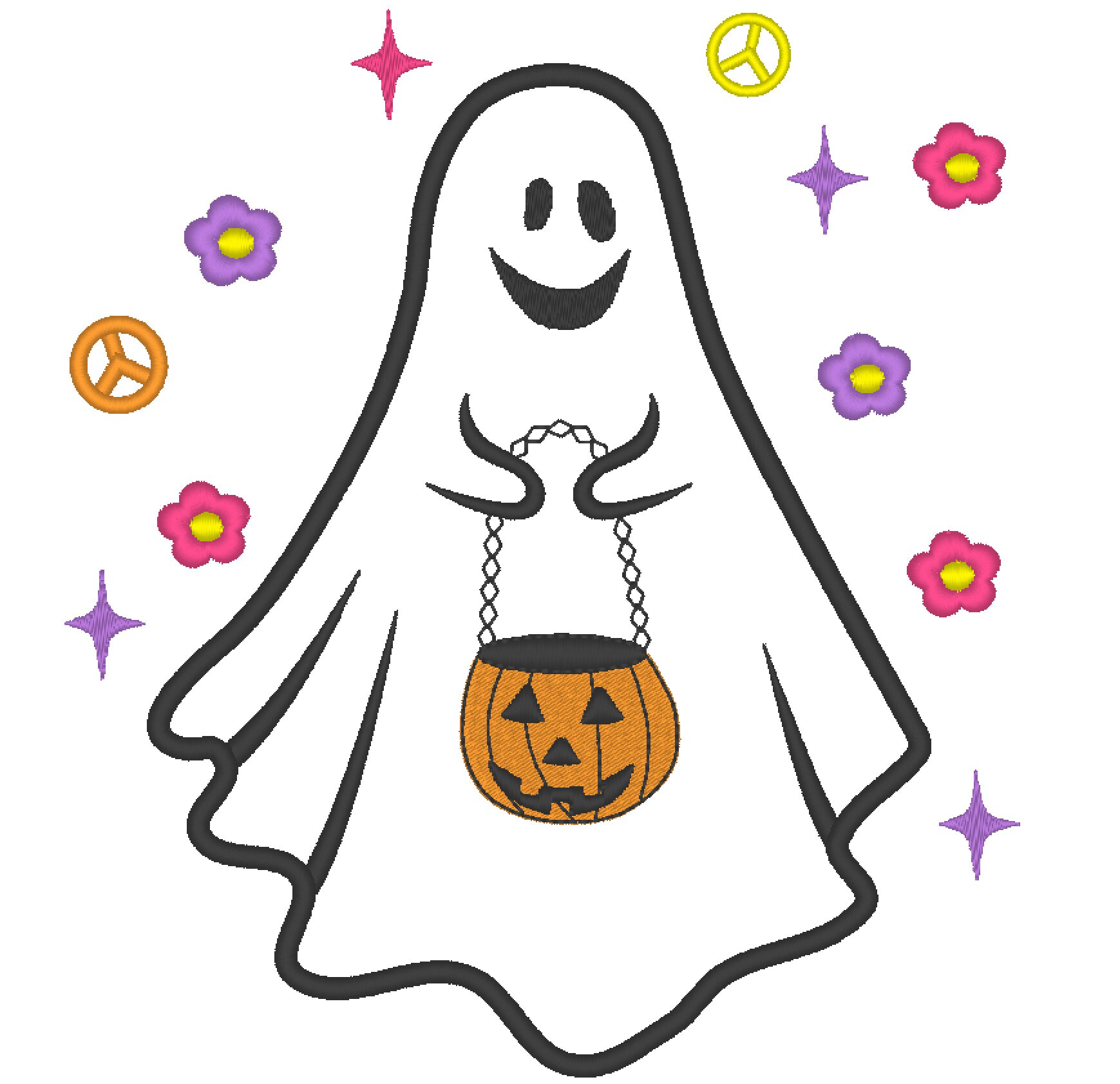 Boo Ghost Stitched Embroidery Design - Daily Embroidery