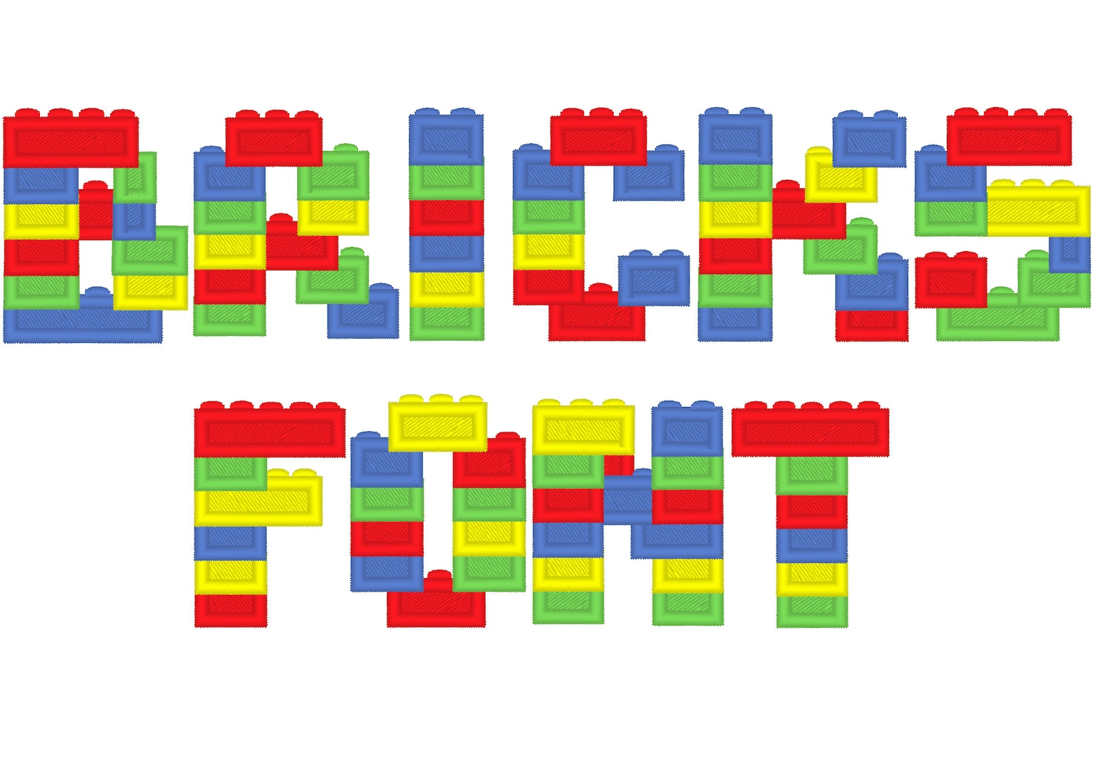 Bricks Fill Stitched Font Machine Embroidery Designs Kids Name Monogram ...