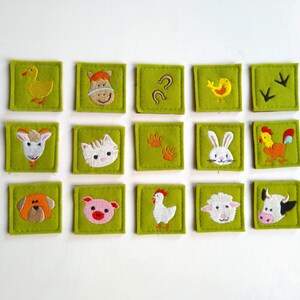 Memory game "FARM" machine embroidery design In the hoop embroidery ITH project for hoop 4x4, 5x7, 6x10 kids match game farm animals faces image 2