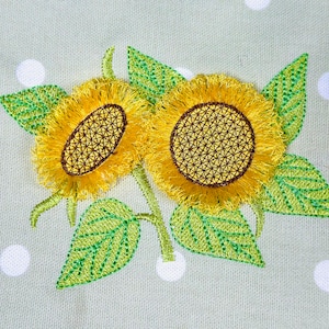 Sunflowers Fringed Flowers Fluffy Fringe Sunflower in 4 Sizes Embroidery Files machine embroidery designs download Sunflower fuzzy design